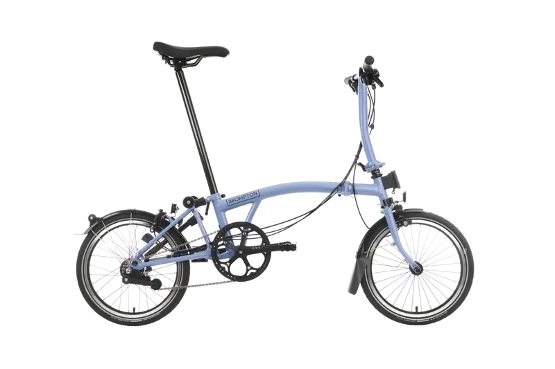 Brompton C Line Low Bar 6 Speed Bike with rack in Cloud Blue-1